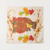 Tenture Bienvenue Chouette Automne Feuilles Selfie fond (Devant (Horizontal))