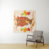 Tenture Bienvenue Chouette Automne Feuilles Selfie fond (En situation (horizontale))