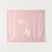 Tenture Bienvenue Élégant Rose, Texte Blanc Et Bouche (Devant (Horizontal))