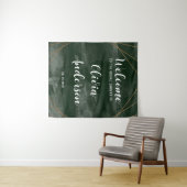 Tenture Bienvenue Emerald Green Gold Fête des mariées géom (En situation (horizontale))