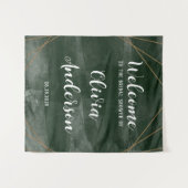 Tenture Bienvenue Emerald Green Gold Fête des mariées géom (Devant (Horizontal))