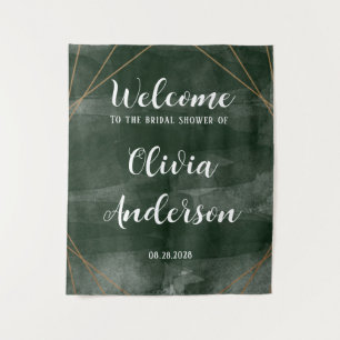 Tenture Bienvenue Emerald Green Gold Fête des mariées géom