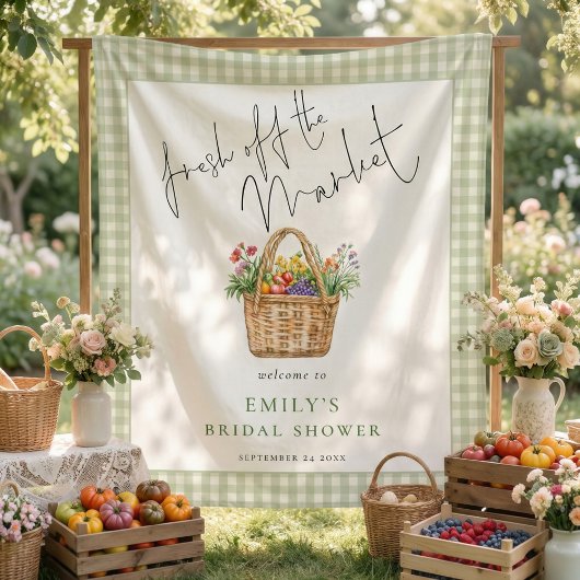Tenture Bienvenue en Sage Gingham Frais du Marché