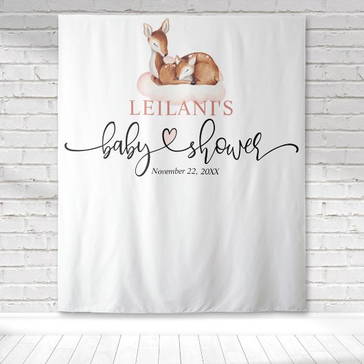 Tenture Bienvenue Fée Baby Shower Fond de Nuage Rose