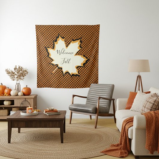 Tenture Bienvenue feuille d'automne