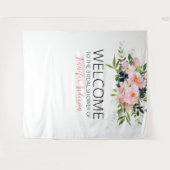 Tenture Bienvenue Fleurs Rose et Bleu (Devant (Horizontal))