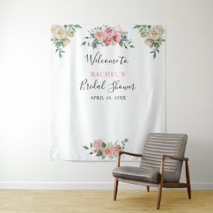 Tenture Bienvenue Lavis Aquarelle Rose Blanche Fête de Mar