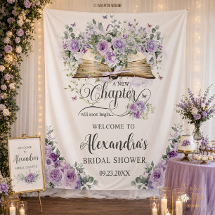Tenture Bienvenue Mariage Chapitre de Livre Ouvert Floral