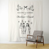 Tenture Bienvenue Mariage Gribouillage Dessiné à la Main (En situation)