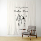 Tenture Bienvenue Mariage Gribouillage Dessiné à la Main (En situation)