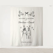 Tenture Bienvenue Mariage Griffonnage à Main (Devant)