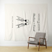 Tenture Bienvenue Mariage Griffonnage Dessiné à la Main (En situation (horizontale))