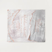 Tenture Bienvenue Mariage Marbre Agate Or et Blanc (Devant (Horizontal))
