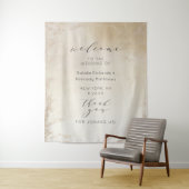 Tenture Bienvenue Mariage Ombre Jaune Or Feuille de Papier (En situation)