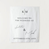 Tenture Bienvenue Moderne À Notre Signe Script Mariage (Devant)