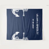 Tenture Bienvenue Nautical Navy Blue Ancre Mariage (Devant (Horizontal))