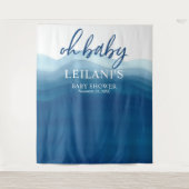 Tenture Bienvenue Oh Baby Shower Fond Bleu Ombre (Devant)