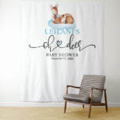 Tenture Bienvenue Oh Deer Baby Shower Nuage Bleu (En situation)