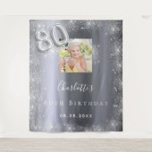 Tenture Bienvenue paillettes photo argent 80e anniversaire (Devant)