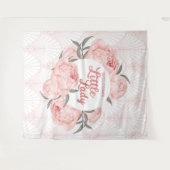 Tenture Bienvenue petite dame rose saumon pivoine (Devant (Horizontal))