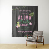 Tenture Bienvenue pour bébé rose et vert Aloha (En situation)