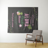 Tenture Bienvenue pour bébé rose et vert Aloha (En situation (horizontale))