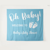 Tenture Bienvenue pour la fête de bébé garçon Bleu (Devant (Horizontal))