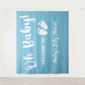 Tenture Bienvenue pour la fête de bébé garçon Bleu (Devant)