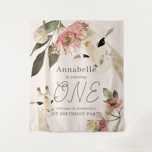 Tenture Bienvenue pour le 1er anniversaire de la fille au (Devant)