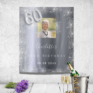 Tenture Bienvenue pour un 60e anniversaire en photo argent