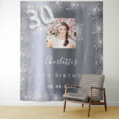 Tenture Bienvenue poussière de paillettes photo argent 30è (En situation)