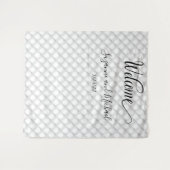 Tenture Bienvenue Tissu Mariage à l'Aspect Perle Blanc Mat (Devant (Horizontal))