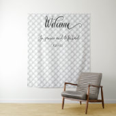 Tenture Bienvenue Tissu Mariage à l'Aspect Perle Blanc Mat (En situation)