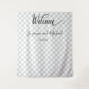 Tenture Bienvenue Tissu Mariage Aspect Perle Blanc Quilté