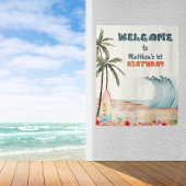 Tenture Big One Beach Surf fête d'anniversaire