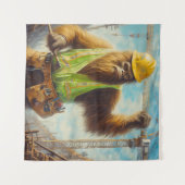 Tenture Bigfoot le travailleur du bâtiment (Devant (Horizontal))