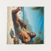 Tenture Bigfoot sur la plage (Devant (Horizontal))