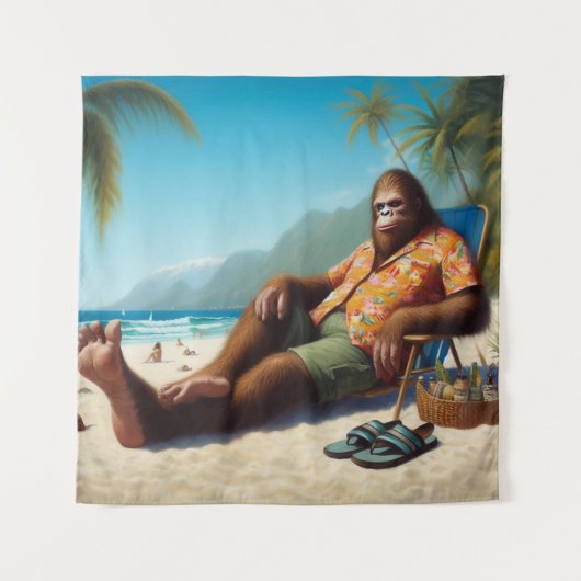 Tenture Bigfoot sur la plage (Devant)