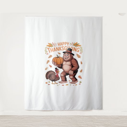 Tenture Bigfoot Turquie Citrouille Thanksgiving Day Classi (Devant)