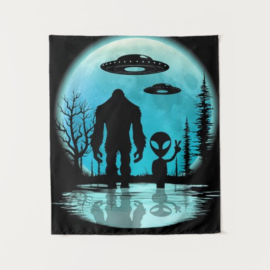 Tenture Bigfoot UFO Alien (Devant)