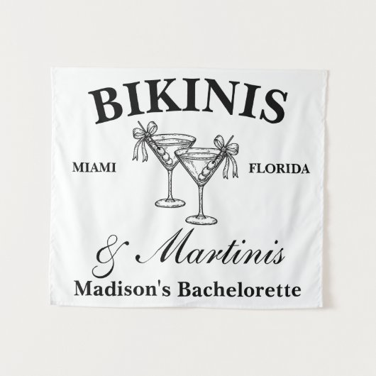 Tenture Bikinis & Martinis Bachelorette Party (Devant (Horizontal))