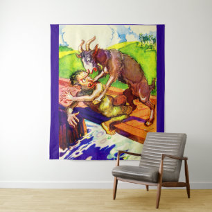 Tenture billy chèvre gruff et troll