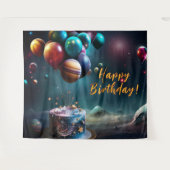 Tenture Birthday Galaxy Outer Space Cake Banner (Devant (Horizontal))
