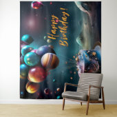 Tenture Birthday Galaxy Outer Space Cake Banner (En situation)