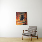 Tenture Bison dans l'artisanat boisé d'automne (En situation)