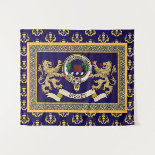 Tenture Bisset Clan Badge Personnalisé Bleu