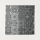Tenture Black and white damask patterns (Devant (Horizontal))