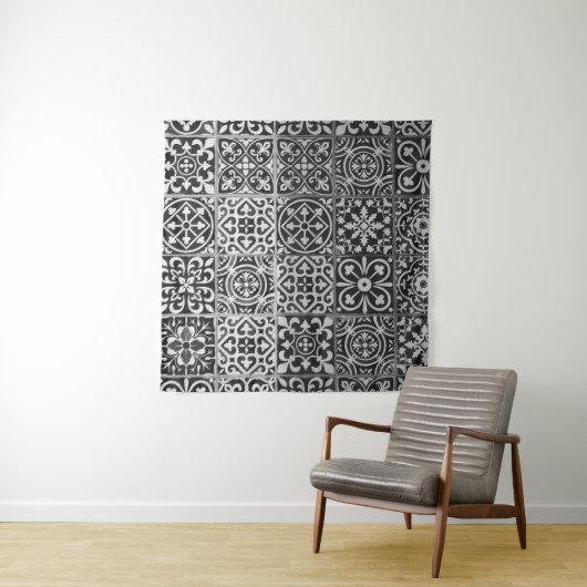 Tenture Black and white damask patterns (En situation (horizontale))