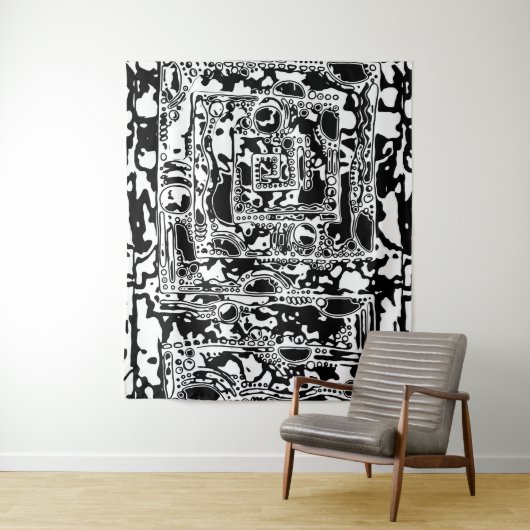 Tenture Black and White Geometric Art 25 (En situation)