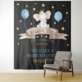 Tenture black baby shower stars balloon elephant backdrop (En situation)